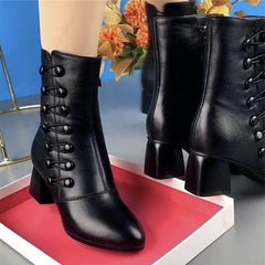 Stylish Mid-Calf Chunky Heel Boots with Decorative Zipper for Women