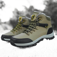 Men's Warm Ankle Hiking Boots with Plush Lining and Lace-up Design