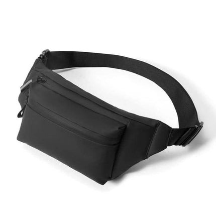 Feihadun Adjustable Oxford Cloth Waist Bag Black For Everyday Use - black adjustable waist bag with multi-layer compartments for phone wallet keys