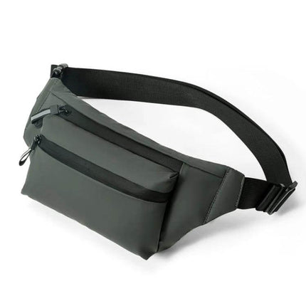 Feihadun Adjustable Oxford Cloth Waist Bag Black For Everyday Use — compact black waist bag with multi-layer compartments for phone wallet keys and cables