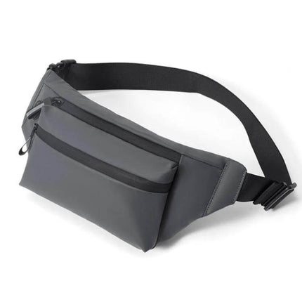 Feihadun Adjustable Oxford Cloth Waist Bag Black For Everyday Use - compact black waist bag with multiple zip compartments for phone, wallet, keys and cables