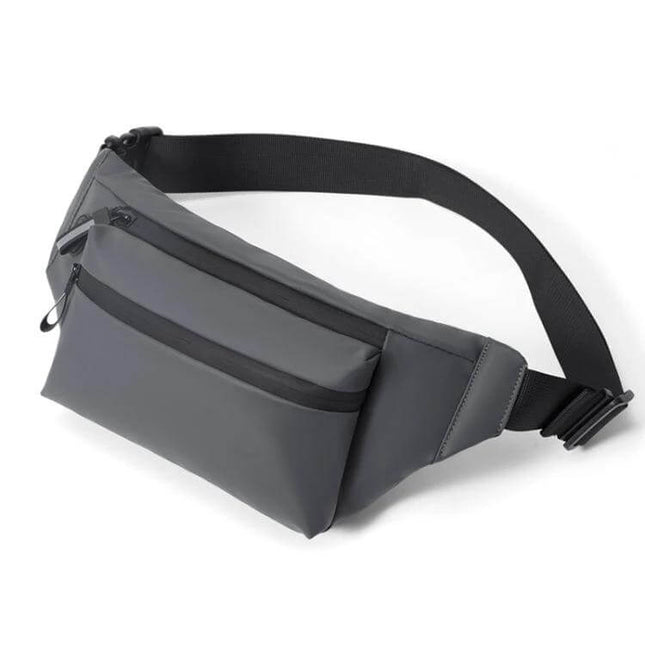 Feihadun Adjustable Oxford Cloth Waist Bag Black For Everyday Use - compact black waist bag with multiple zip compartments for phone, wallet, keys and cables