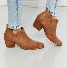 MMShoes Trust Yourself Embroidered Crossover Cowboy Bootie in Caramel