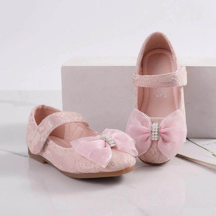 Flower Girl Bow Lace Wedding Shoes In White Or Pink - pink lace toddler Mary Jane with bow and pearls