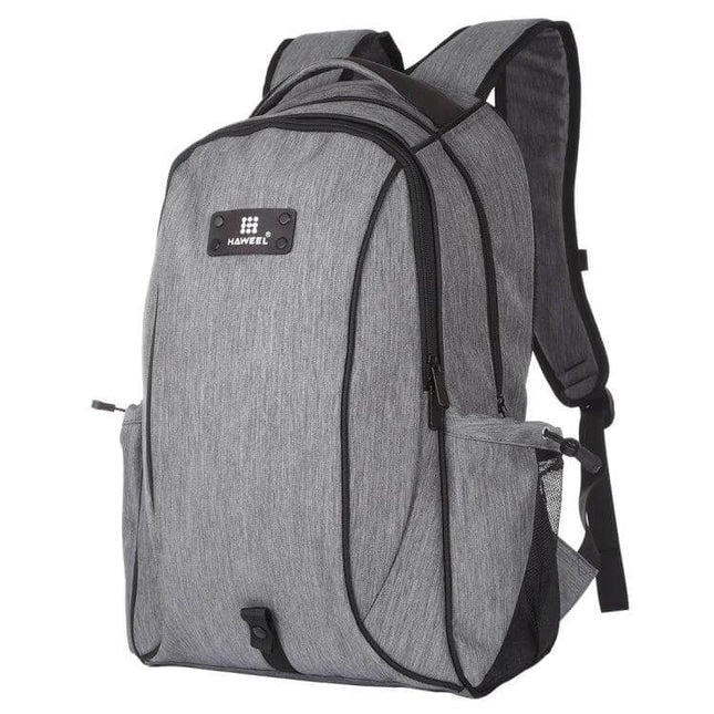Foldable Solar Laptop Backpack With USB Charging On The Go - grey commuter backpack with removable solar panel pocket and USB charging port