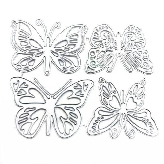 Four Butterflies Embossing Die 120x97mm For Scrapbooking — carbon steel butterfly embossing die set for cards, albums, and gift tags