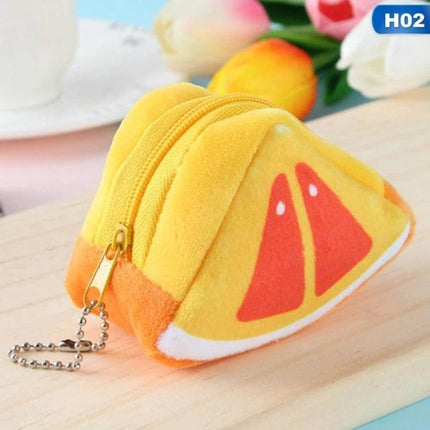 Fruit Plush Coin Purse For Girls Gift Everyday Use - yellow plush fruit coin pouch with zipper and keychain, 6-inch kids small bag accessory