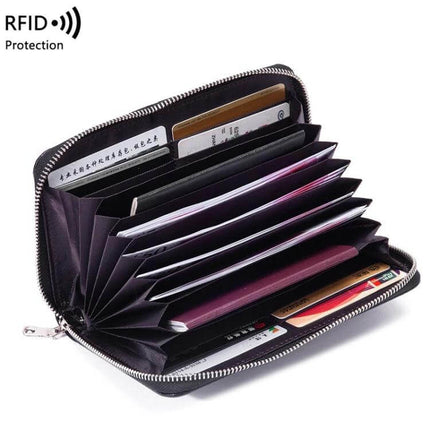 Leather Belly Passport Bag With RFID Wallet For Travel - genuine leather, zipper RFID passport and card organizer, compact travel wallet
