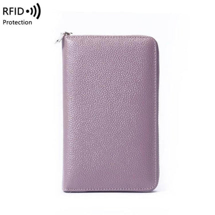 Leather Belly Passport Bag With RFID Wallet For Travel - textured genuine leather purple zip travel wallet fits passport cards cash