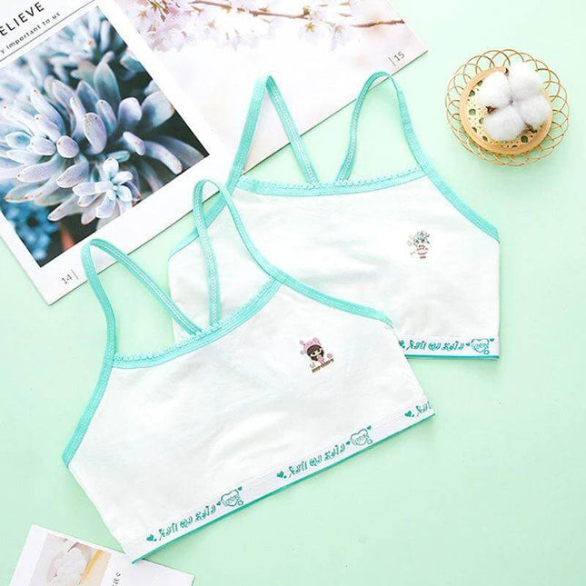 Girls Cotton Sports Vest Underwear For School Everyday Comfort - white stretch cotton girls' sports vests with mint trim for breathable school wear