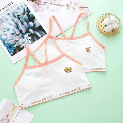 Girls Cotton Sports Vest Underwear For School Everyday Comfort white stretch cotton double pack with pink trim, breathable knitted weave for gym/class