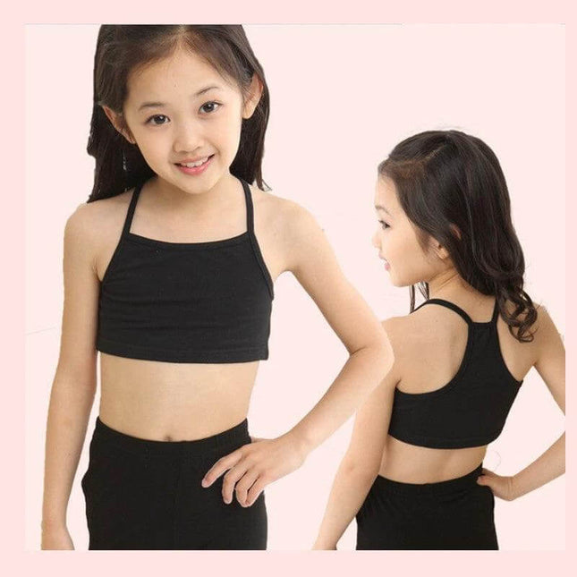 Girls Cotton Tube Top Camisole For Everyday Wear Sizes 120-160cm - black cotton sling camisole for girls, everyday comfort, true-to-size Asian fit