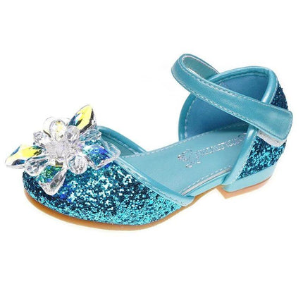 Girls Crystal Rhinestone Dress Shoes Pink Blue Silver - blue glitter girl's dress shoe with crystal flower and ankle strap