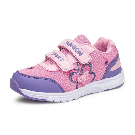Girls Leather Sophia Princess Shoes In Rose Red Everyday Wear - pink purple girls leather princess shoe with Velcro straps and rubber sole