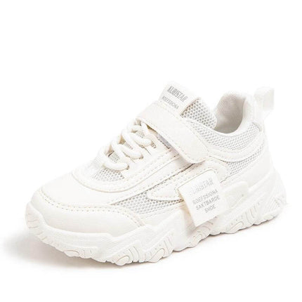 Girls Mesh Lightweight Breathable Sneakers For Everyday Wear white mesh girls sneaker with EVA sole and velcro strap