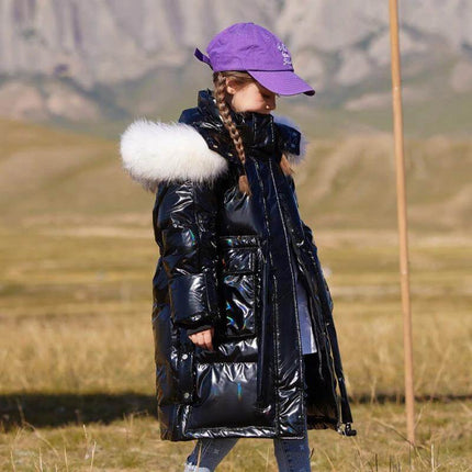 Girls' Fashion Simple Mid-Length Thick Coat Pink For Everyday Wear - pink girls coat styled with purple cap, polyester warm mid-length puffer