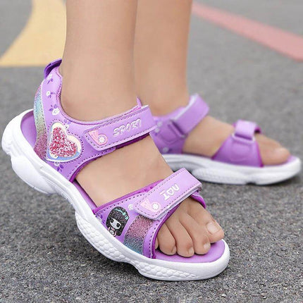 Girls Velcro Casual Sneakers With Soft Lightweight Sole Pink - breathable artificial leather, easy Velcro closure, flexible MD sole for school and play