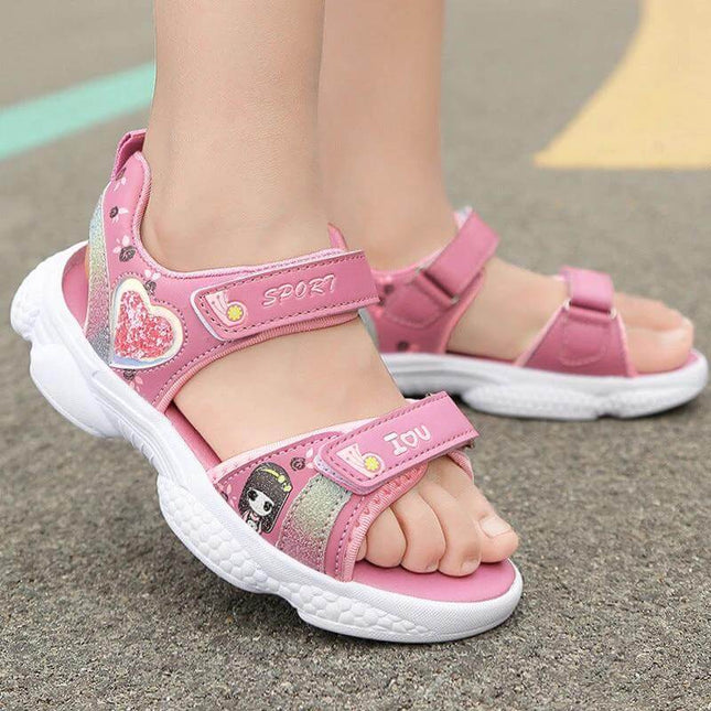 Girls Velcro Casual Sneakers With Soft Lightweight Sole Pink - breathable artificial leather, easy Velcro closure, flexible MD sole for active kids