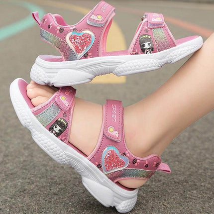 Girls Velcro Casual Sneakers With Soft Lightweight Sole Pink - pink girls velcro sandals with glitter heart, breathable artificial leather, easy Velcro closure