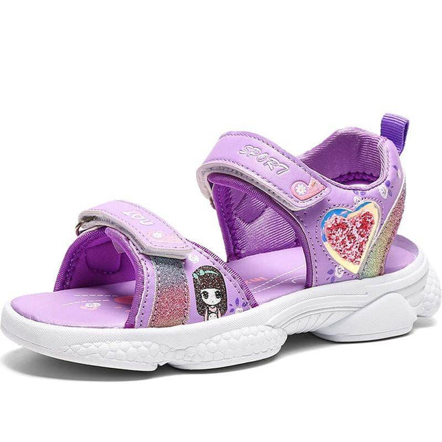 Girls Velcro Casual Sneakers With Soft Lightweight Sole Pink - kids breathable artificial leather Velcro sandals with flexible MD sole for school and play