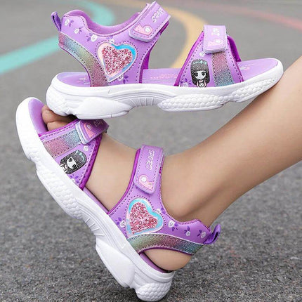 Girls Velcro Casual Sneakers With Soft Lightweight Sole Pink - girls purple velcro sandals with glitter heart and breathable artificial leather upper