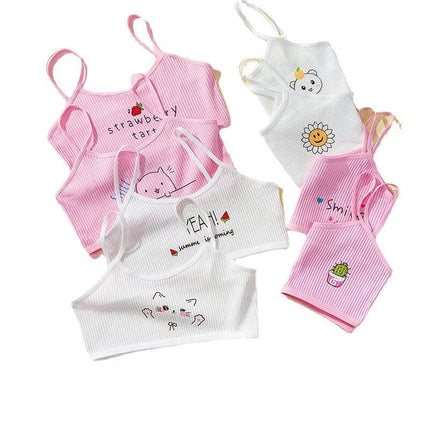 Girls Tube Top For Everyday Casual Wear Pink And White Size S - 95% cotton ribbed tube tops with cute prints, ideal for warm days and layering