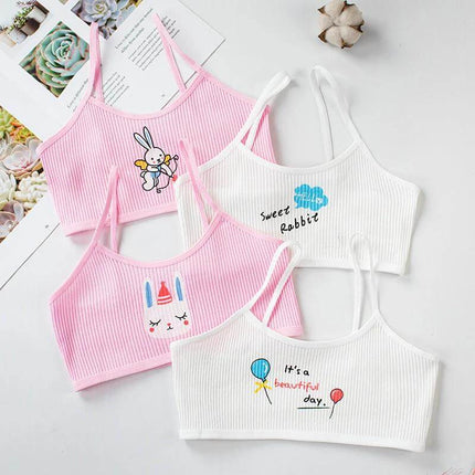 Girls Tube Top For Everyday Casual Wear Pink And White Size S - 95% cotton ribbed girls tube tops with bunny and balloon prints, chest-length, breathable