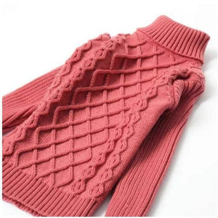 Girls Plus Velvet Thick Double Layer Sweater White - pink velvet textured girls' turtleneck sweater, thick double-layer knit for fall winter warmth
