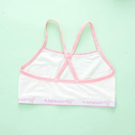 Girls Cotton Sports Vest Underwear For School Everyday Comfort - white stretch cotton girls sports vest with pink trim and crisscross straps for gym class