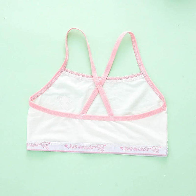 Girls Cotton Sports Vest Underwear For School Everyday Comfort - white stretch cotton girls sports vest with pink trim and crisscross straps for gym class