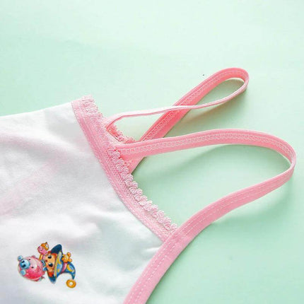Girls Cotton Sports Vest Underwear For School Everyday Comfort - white stretch cotton vest with pink trim for breathable school wear
