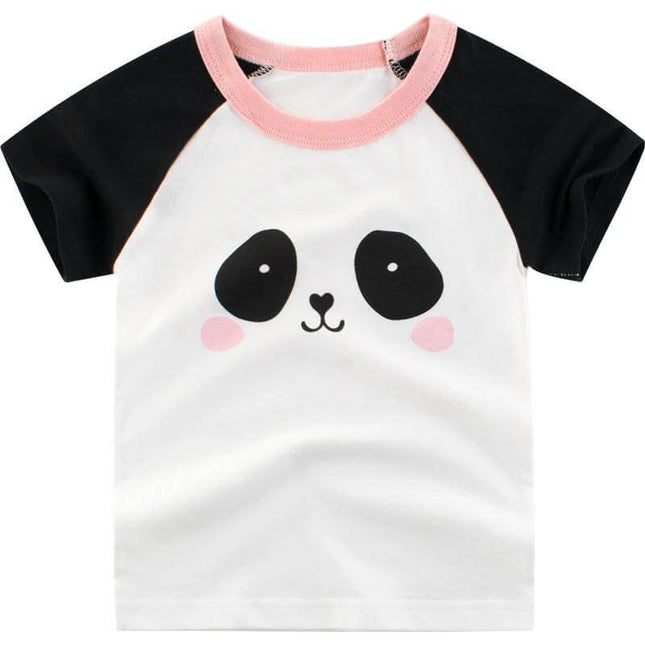 Summer Children's Short Sleeved T Shirt Girls Top, 100 Percent Cotton - white panda print girls summer tee, 100% cotton, short sleeves, sizes 90-140 cm