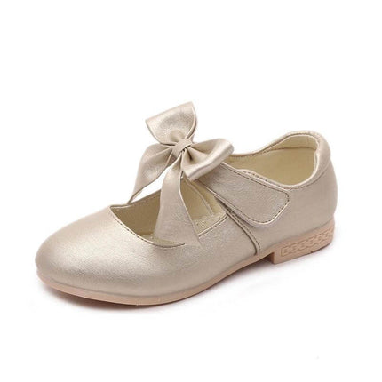 Girls White PU Bow Dress Shoes For School And Special Days - white PU bow Mary Jane for school uniforms and special occasions