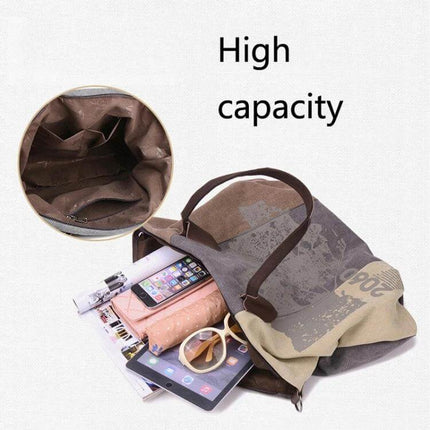Graffiti Print Canvas Messenger Bag For Everyday Use Large Capacity showing high-capacity interior with tablet, phone, wallet, sunglasses and organizer pockets
