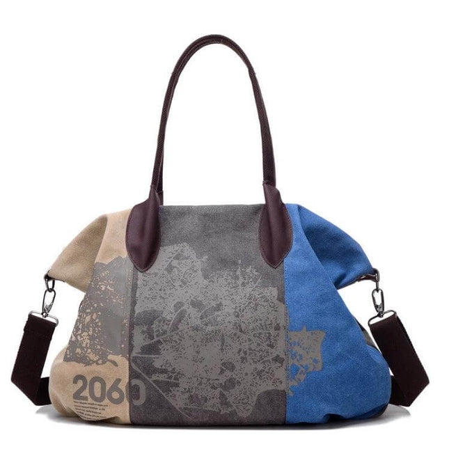 Graffiti Print Canvas Messenger Bag For Everyday Use Large Capacity - durable canvas shoulder bag with graffiti print, phone and ID pockets, fits 9.7" tablet