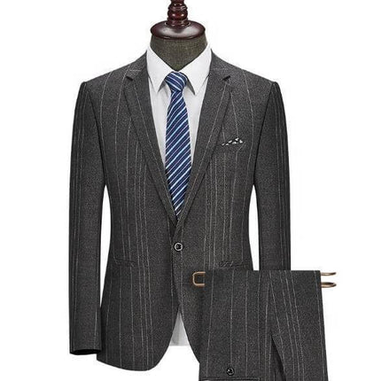 Business Suit Dress With Back Slit Gray Or Blue Casual - gray pinstripe blazer and pencil skirt set on mannequin