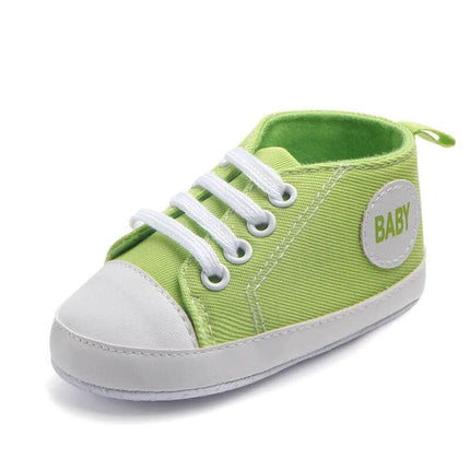 Canvas Baby First Walker Soft Sole Sneakers For Toddlers green cotton canvas first-step shoe with anti-slip soft sole