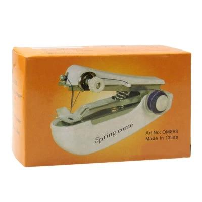 Handheld Mini Sewing Machine For Quick Hem Repairs On The Go compact white portable unit in orange box for travel and on-the-spot alterations