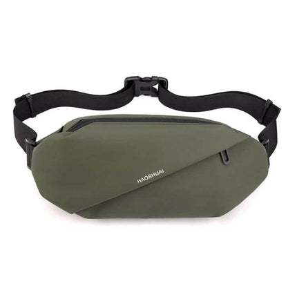 HAOSHUAI Waist Bag for Outdoor Running and Everyday Phone Carry Black - compact olive nylon waist pack with multiple pockets