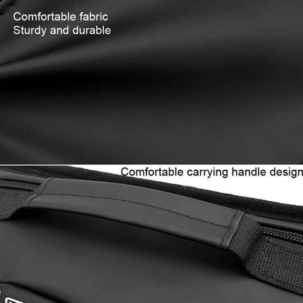 HAOSHUAI Outdoor Running Waist Bag With Reflective Strip showing black nylon fabric and comfortable carrying handle close-up