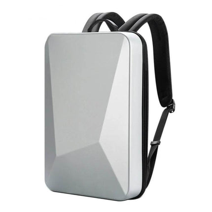 Hard Shell Expandable Backpack With USB Charging Hole, Black - rigid carbon-fiber reinforced PC shell protecting 17.3-inch laptop, commuter travel backpack