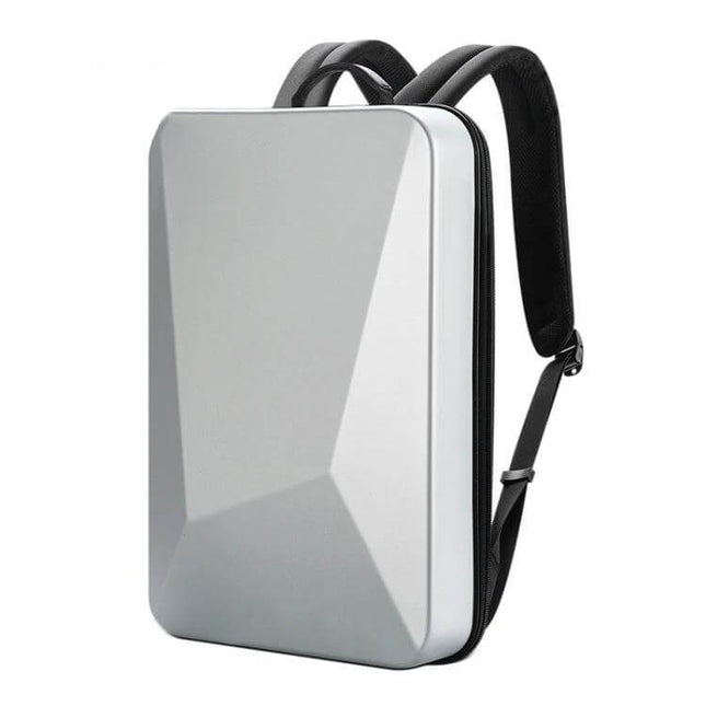 Hard Shell Expandable Backpack With USB Charging Hole, Black - rigid carbon-fiber reinforced PC shell protecting 17.3-inch laptop, commuter travel backpack