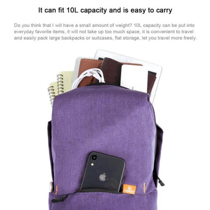 HAWEEL 10L Chest Pack For Everyday Use And Travel - purple water-resistant 10L chest bag showing phone, notebooks, tablet packed