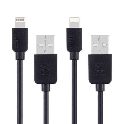 HAWEEL 2 Pack 1m Lightning Charging And Sync Cable Kit - two black 1m Lightning to USB-A charging and sync cables
