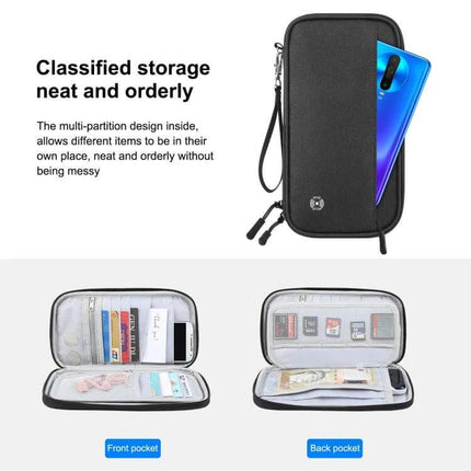 HAWEEL Clutch Bag Passport Wallet For Travel Documents And Cards compact travel organizer with RFID protection, metal zipper, multiple pockets for passports, cards, cash