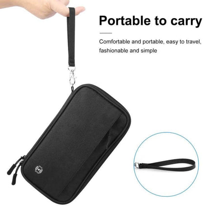 HAWEEL Clutch Bag Passport Wallet For Travel Documents And Cards - black water-resistant travel passport wallet with wrist strap and metal zipper
