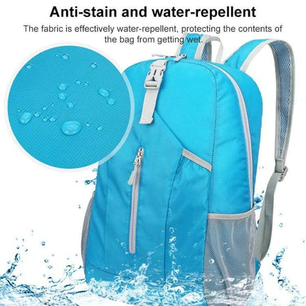 HAWEEL Hiking Backpack Large Capacity For Outdoor Use - blue foldable water-repellent daypack with heavy-duty zippers and mesh side pockets