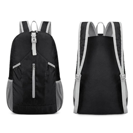 HAWEEL Hiking Backpack Large Capacity For Outdoor Use - compact foldable black daypack with water-resistant polyester, front zip pocket and mesh side pockets