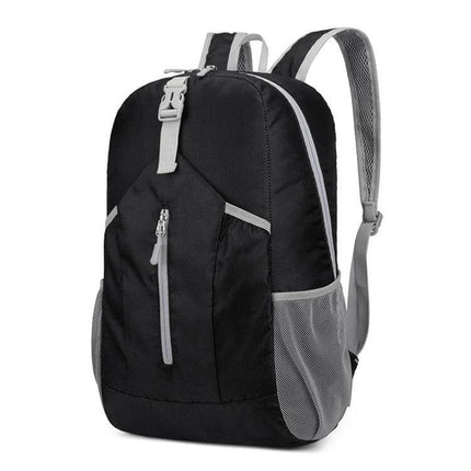 HAWEEL Hiking Backpack Large Capacity For Outdoor Use - foldable black water-resistant polyester daypack with mesh side pockets and heavy-duty zippers