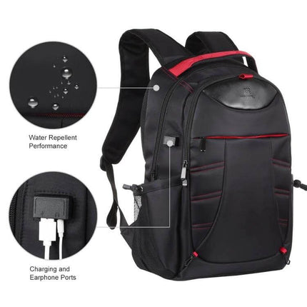HAWEEL Laptop Backpack With Foldable Design For Daily Use - black water-repellent backpack with 15.6" laptop compartment, USB charging and earphone ports